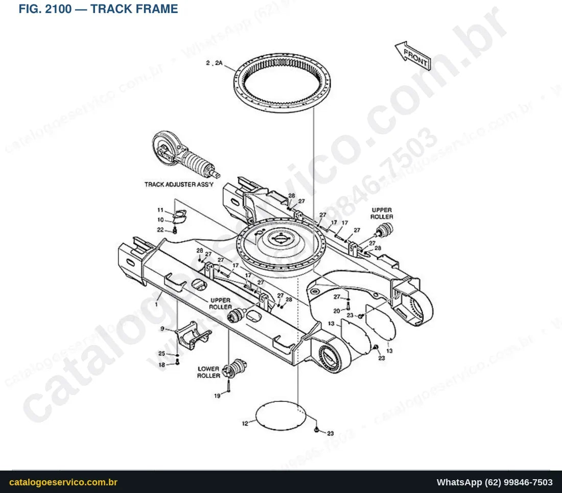 Vista explodida Track Frame - Catálogo de Peças Doosan DX235NLC