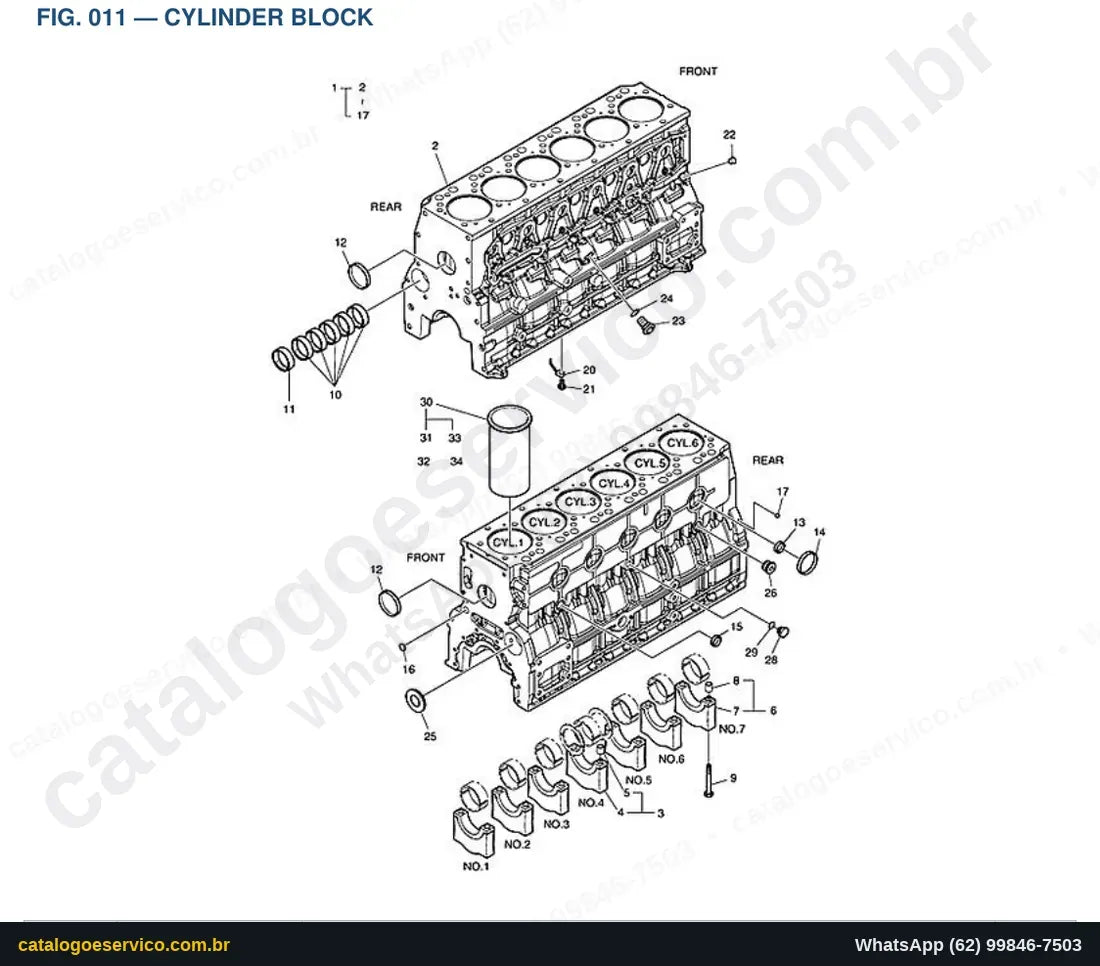 Vista explodida Cylinder Block - Catálogo de Peças Doosan DX255LC (DIEU EXP)