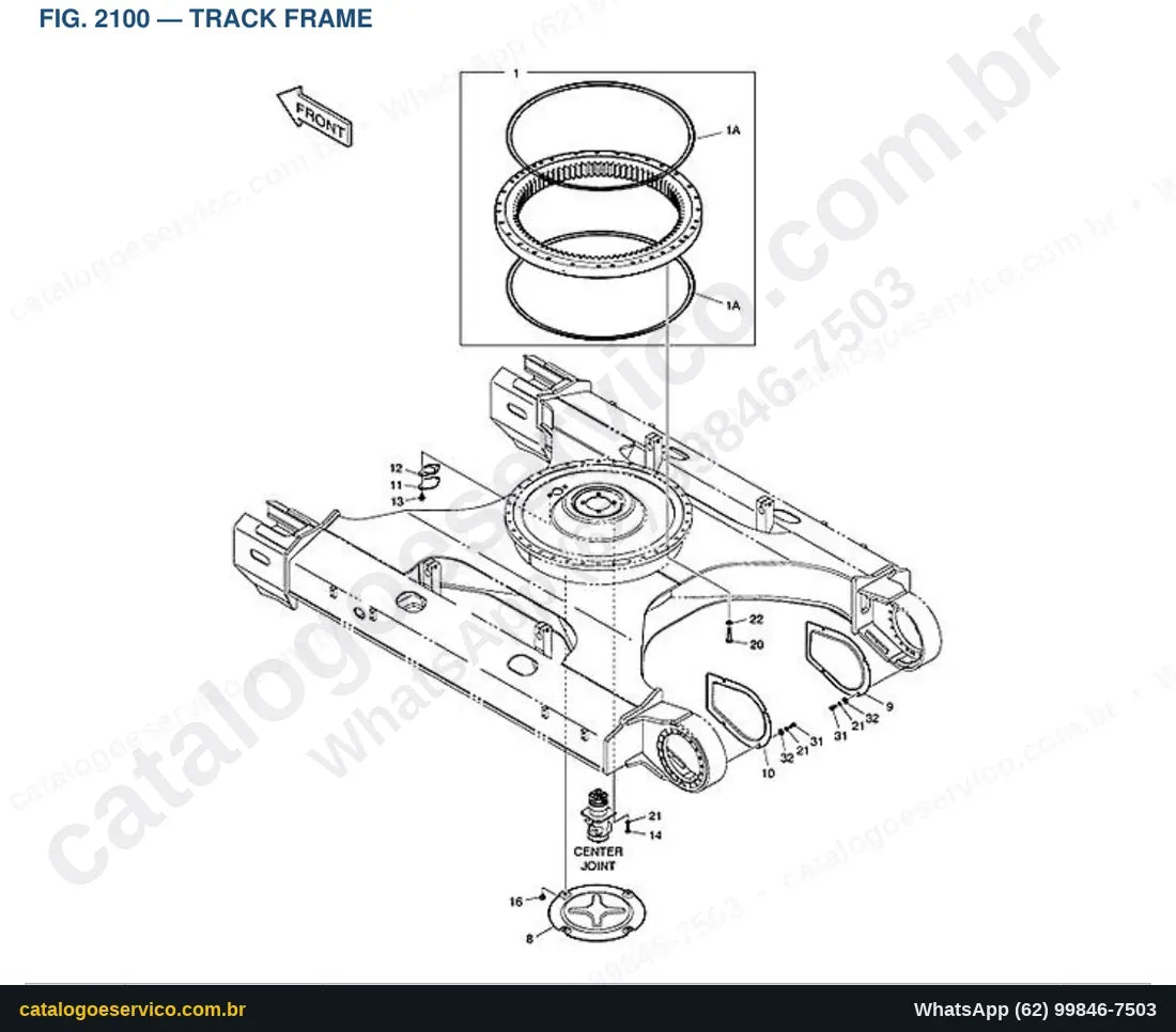 Vista explodida Track Frame - Catálogo de Peças Doosan DX300LC-3 (DI EXP)