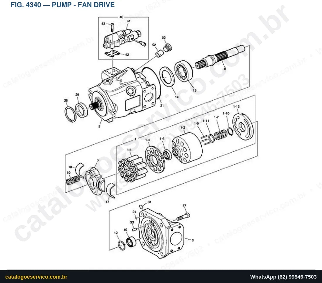 Vista explodida Pump - Fan Drive - Catálogo de Peças Doosan DX300LC-3 (DI EXP)