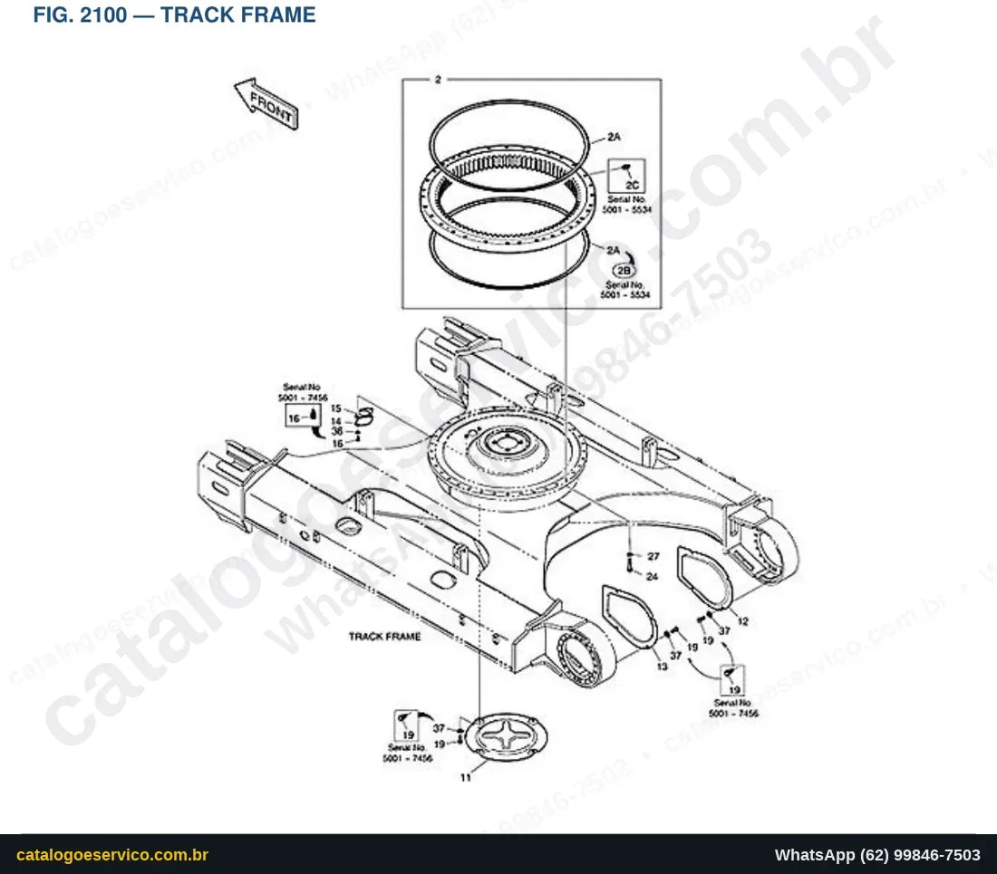 Vista explodida Track Frame - Catálogo de Peças Doosan DX300LCA
