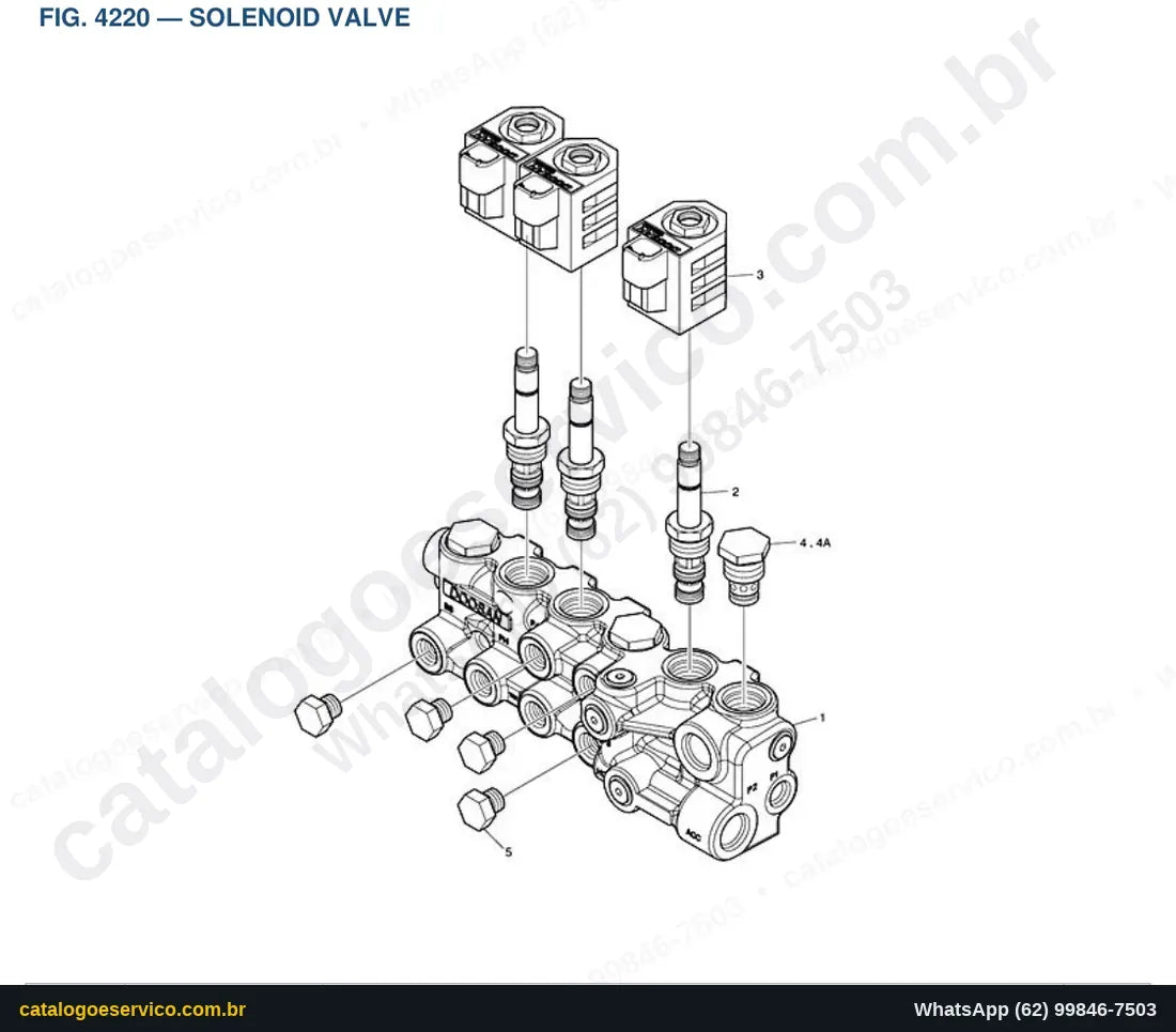 Vista explodida Solenoid Valve - Catálogo de Peças Doosan DX340LC-3