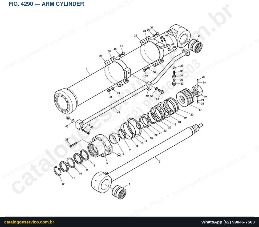 Vista explodida Arm Cylinder - Catálogo de Peças Doosan DX340LC-5