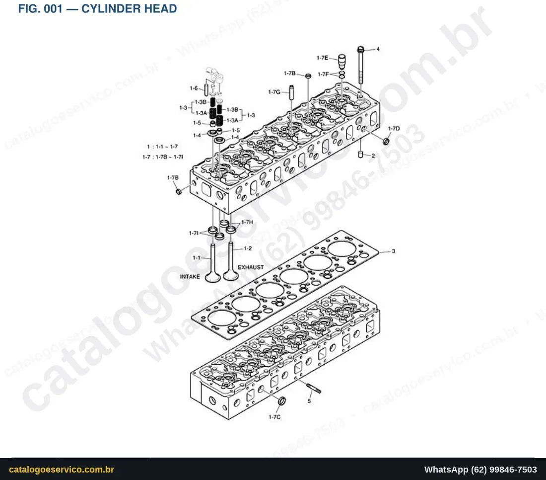Vista explodida Cylinder Head - Catálogo de Peças Doosan DX350LC-5