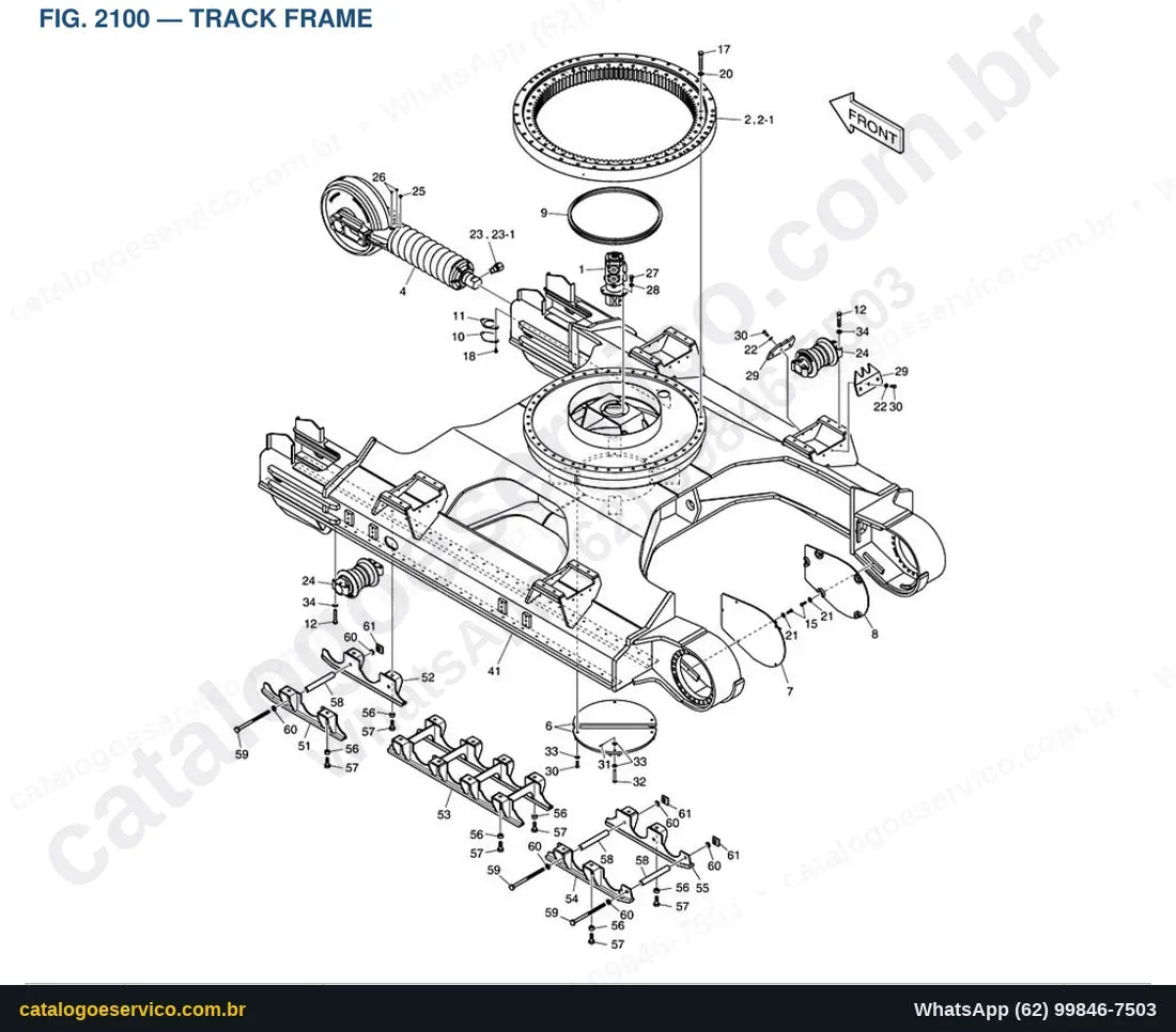 Vista explodida Track Frame - Catálogo de Peças Doosan DX380LL-5