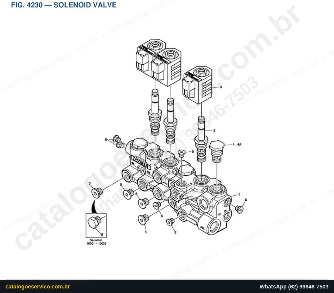 Vista explodida Solenoid Valve - Catálogo de Peças Doosan DX420LC-3