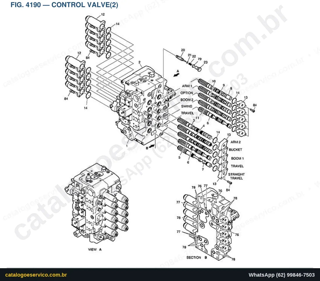 Vista explodida Control Valve(2) - Catálogo de Peças Doosan DX420LC-5