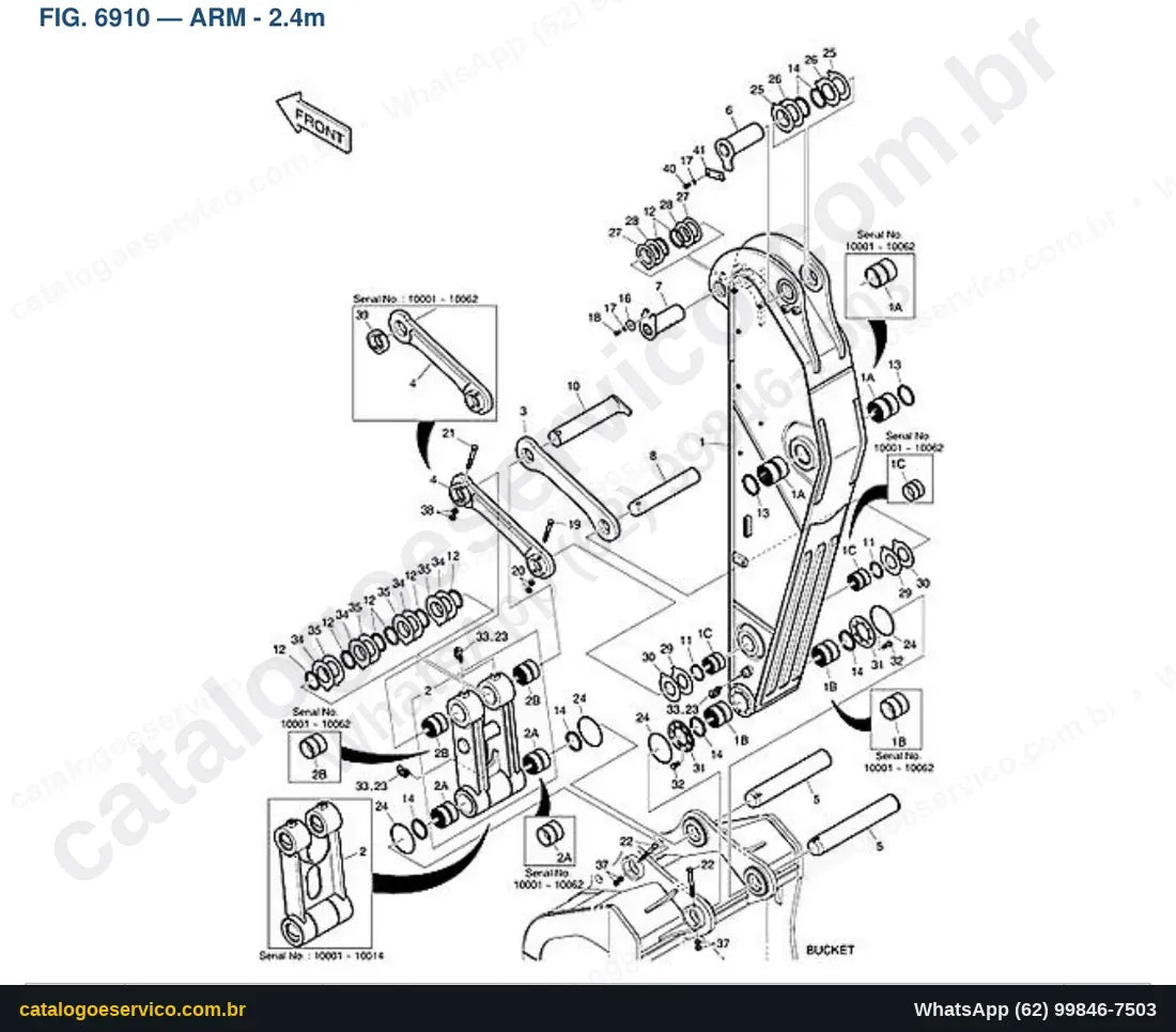 Vista explodida Arm - 2.4M - Catálogo de Peças Doosan DX480LCA