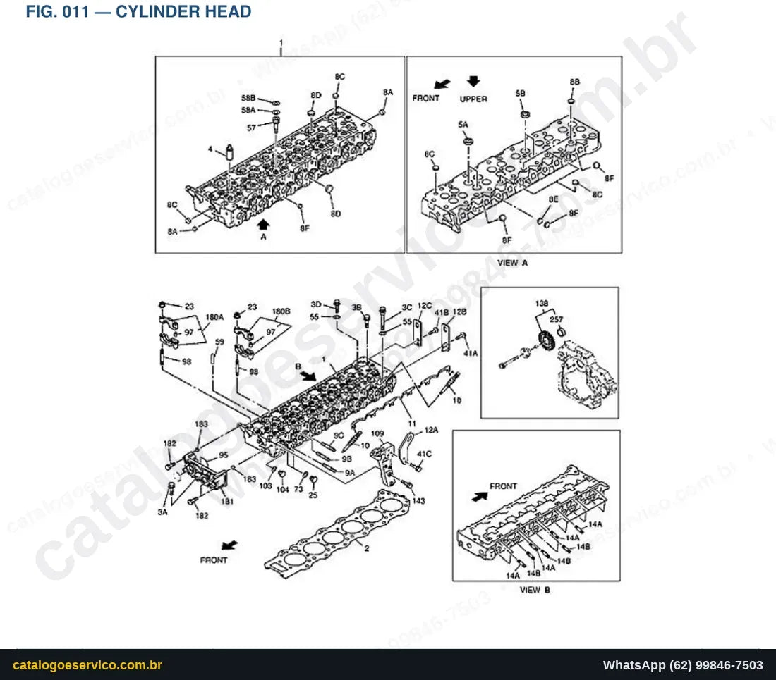 Vista explodida Cylinder Head - Catálogo de Peças Doosan DX490LC-3