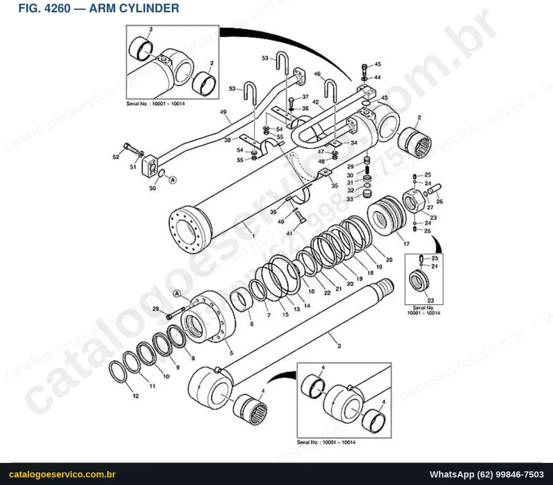 Vista explodida Arm Cylinder - Catálogo de Peças Doosan DX490LC-3