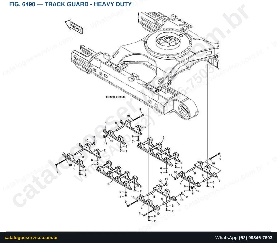 Vista explodida Track Guard - Heavy Duty - Catálogo de Peças Doosan DX490LC-3