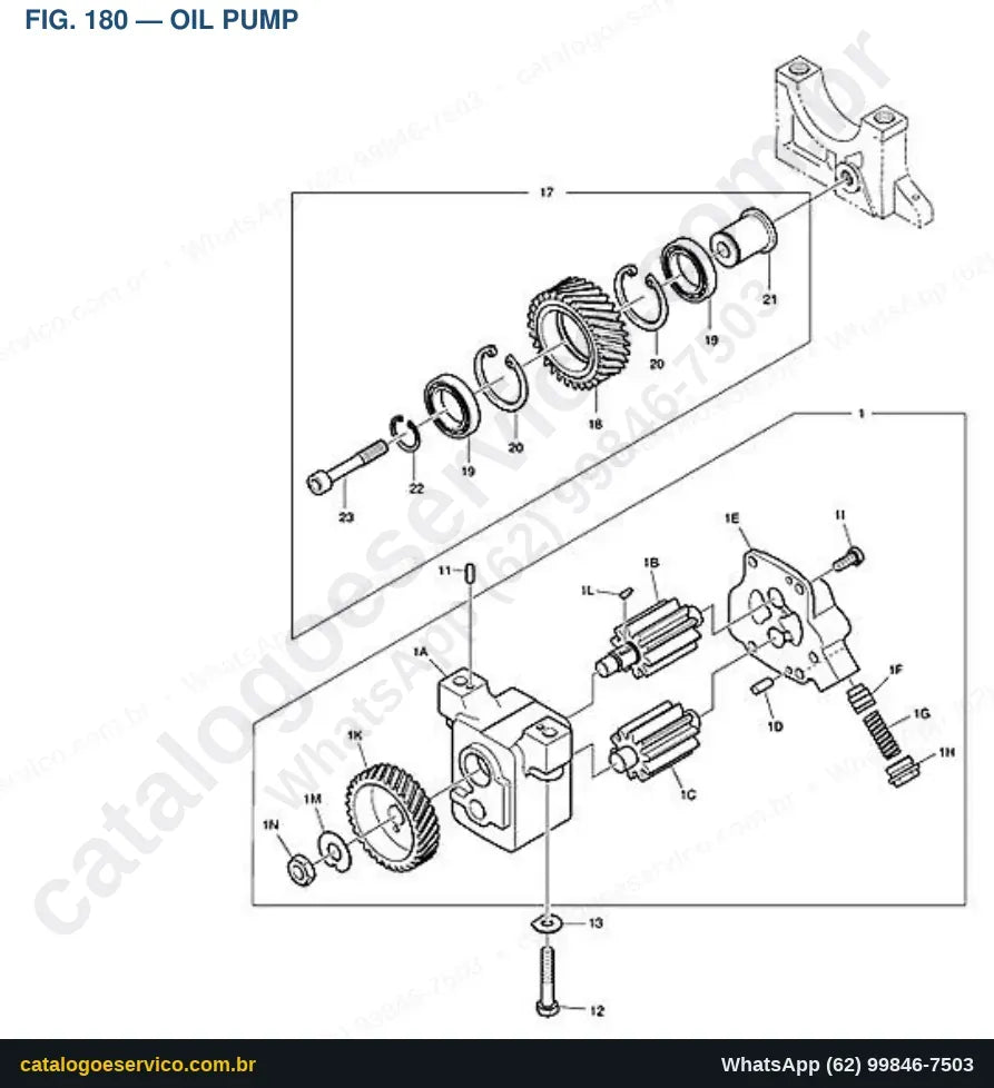 Vista explodida Oil Pump - Catálogo de Peças Doosan DX500LCA