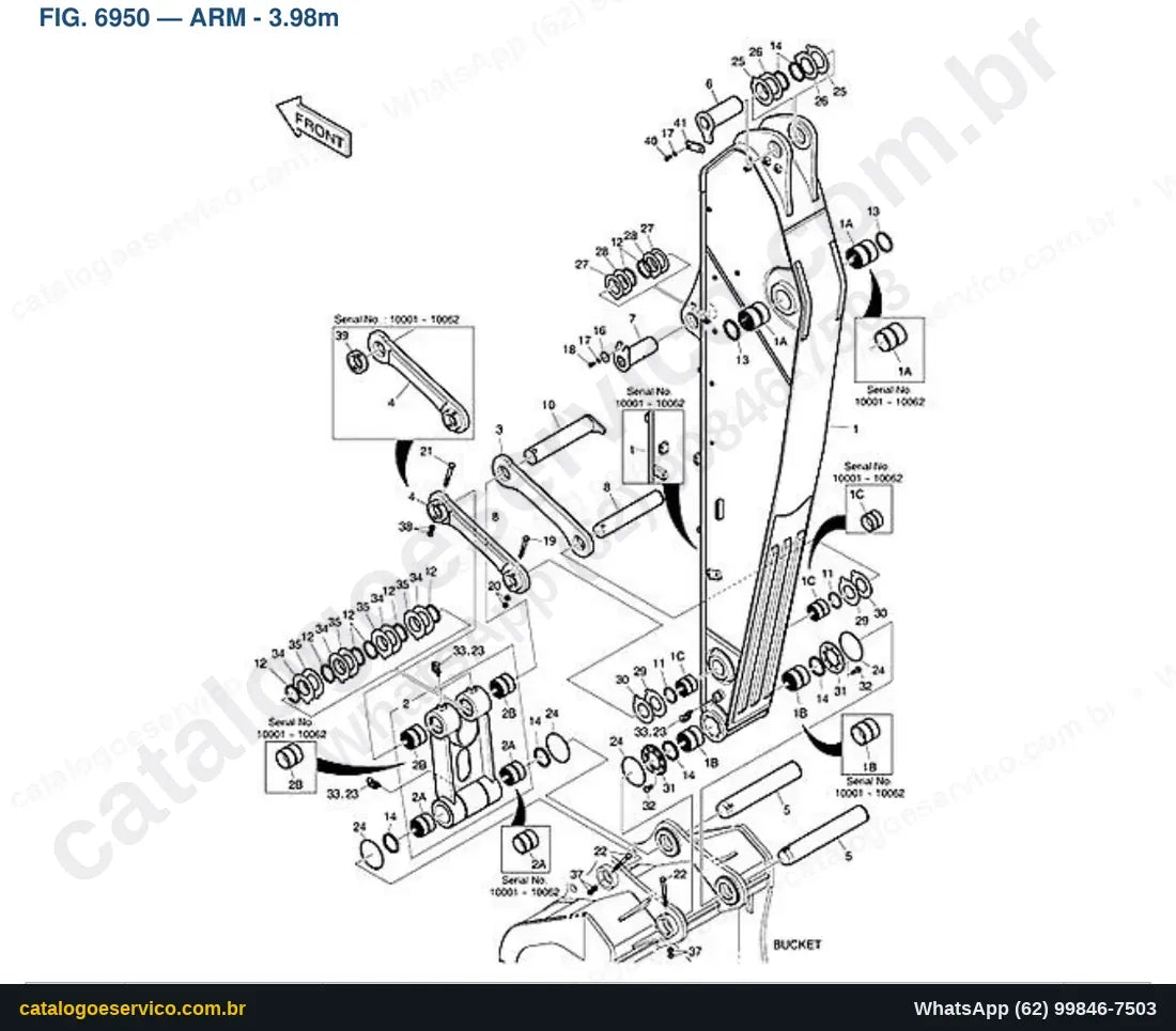Vista explodida Arm - 3.98M - Catálogo de Peças Doosan DX520LCA