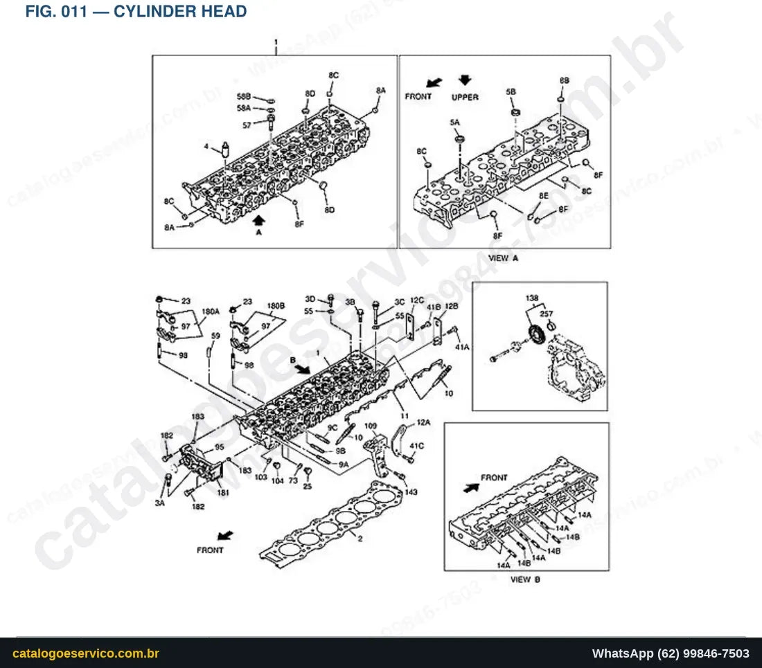 Vista explodida Cylinder Head - Catálogo de Peças Doosan DX530LC-3