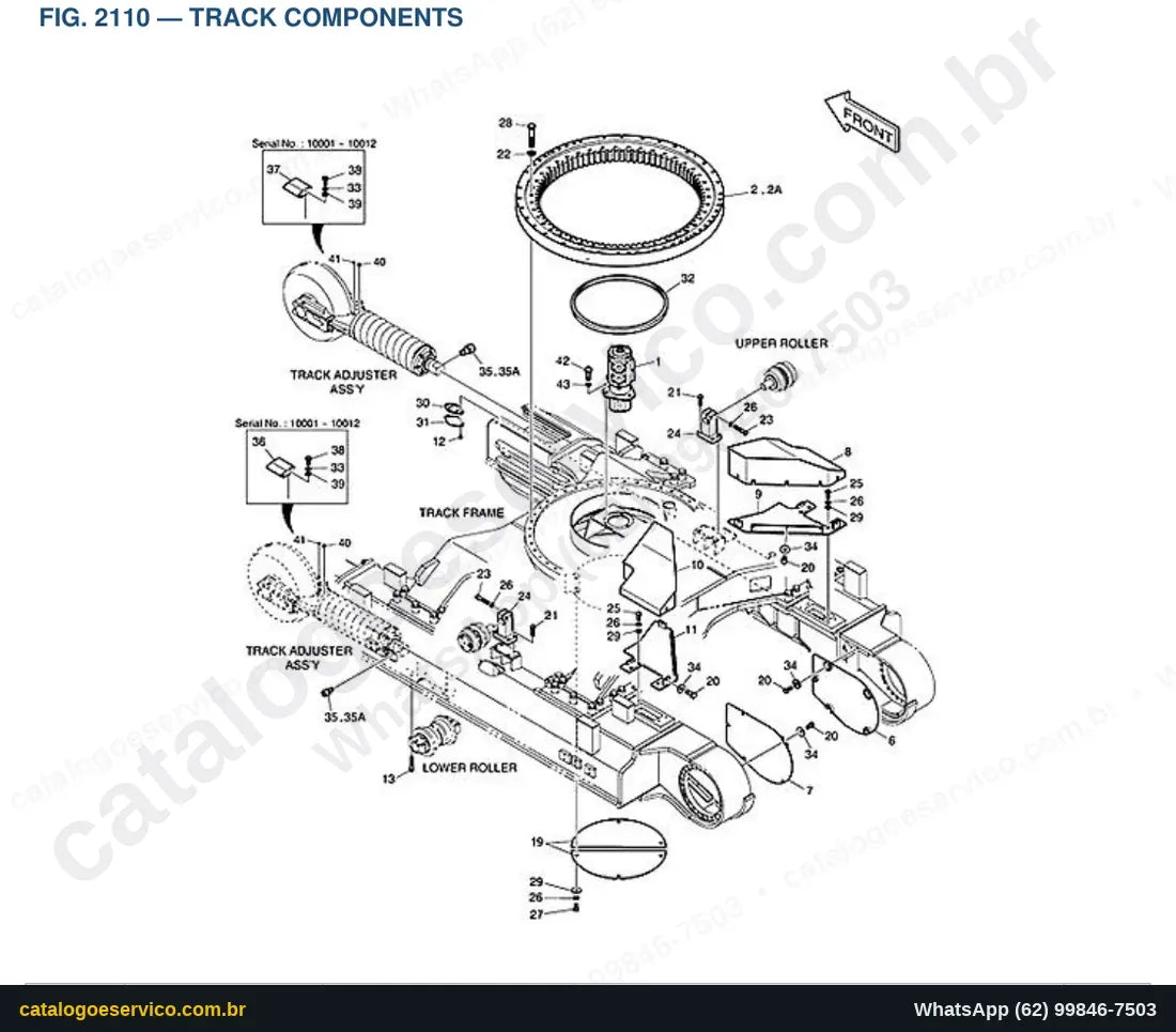 Vista explodida Track Components - Catálogo de Peças Doosan DX530LC-3