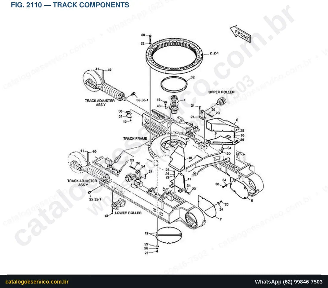 Vista explodida Track Components - Catálogo de Peças Doosan DX530LC-5