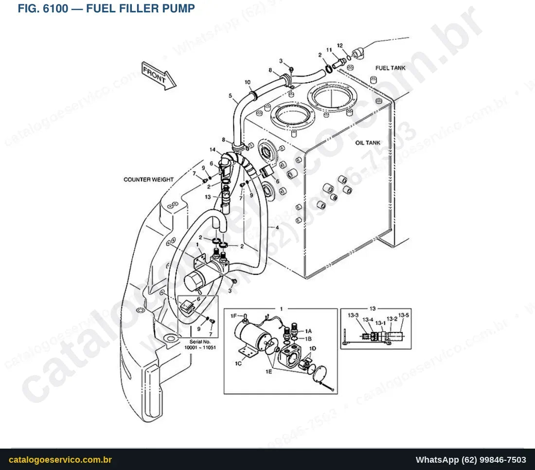 Vista explodida Fuel Filler Pump - Catálogo de Peças Doosan E80