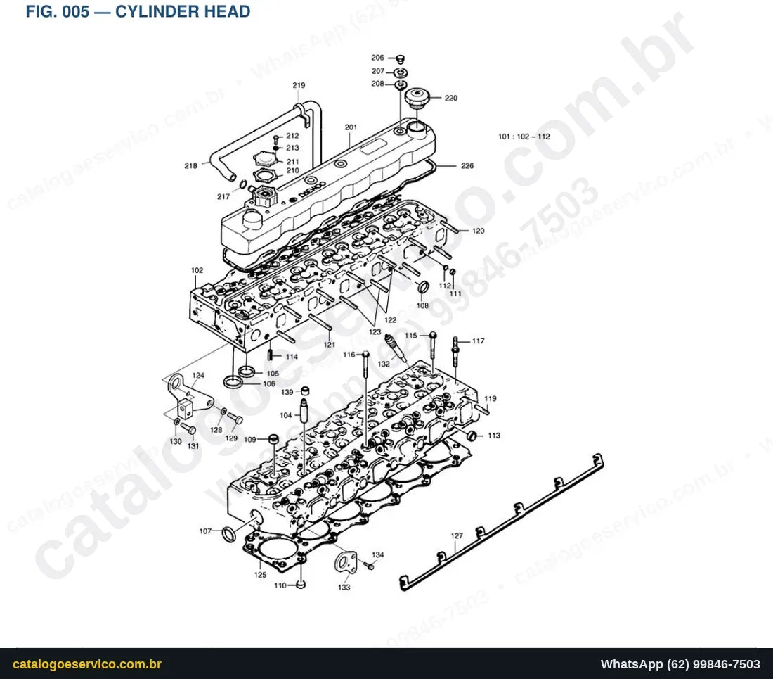 Vista explodida Cylinder Head - Catálogo de Peças Doosan Mega 200-III