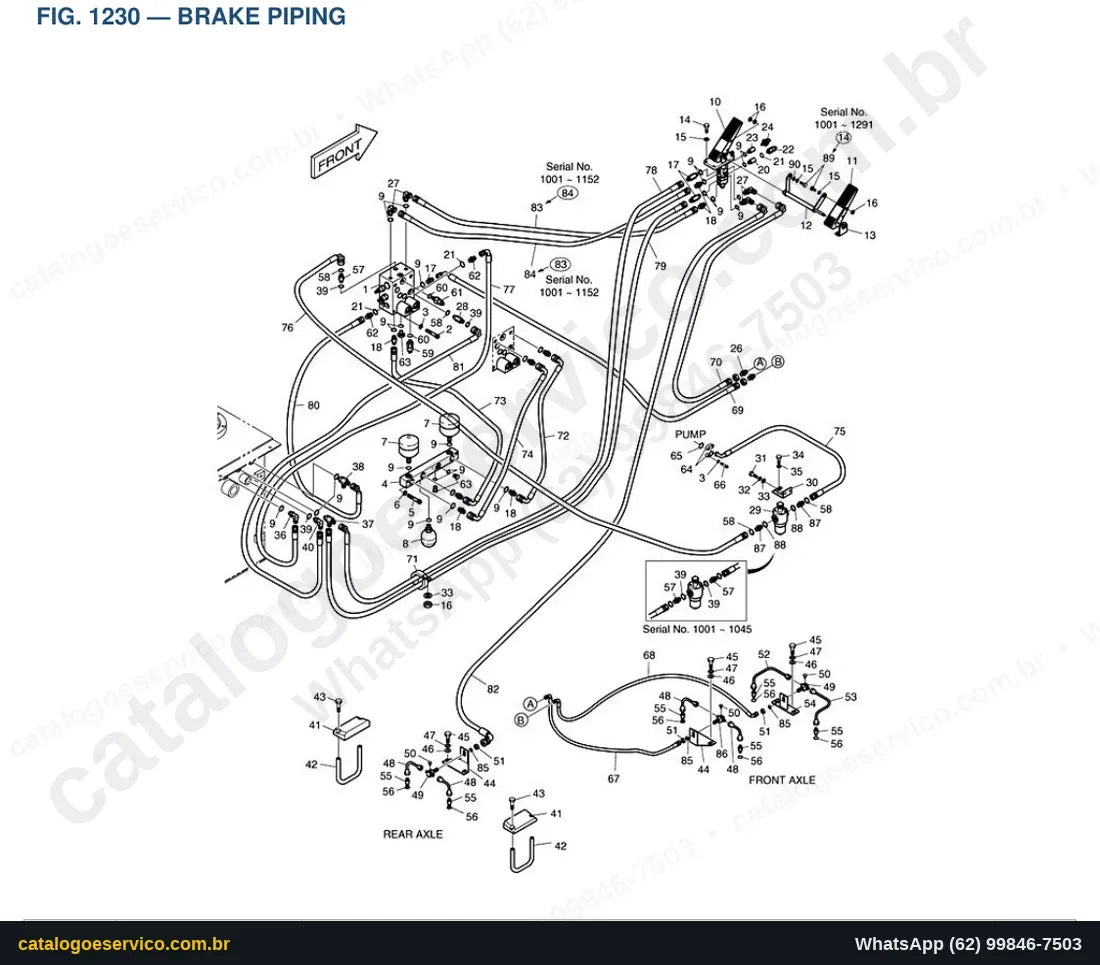 Vista explodida Brake Piping - Catálogo de Peças Doosan Mega 200-V