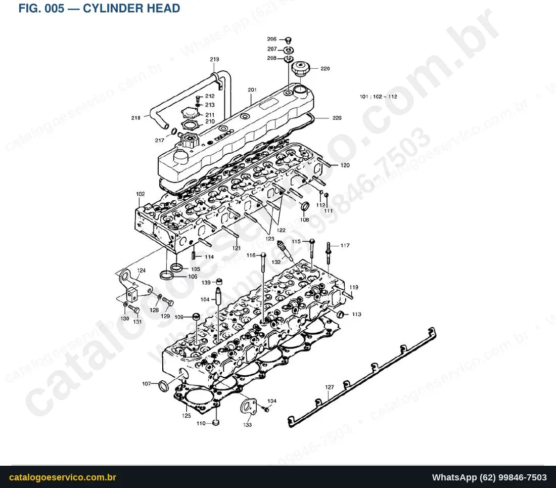 Vista explodida Cylinder Head - Catálogo de Peças Doosan Mega 200TC-III