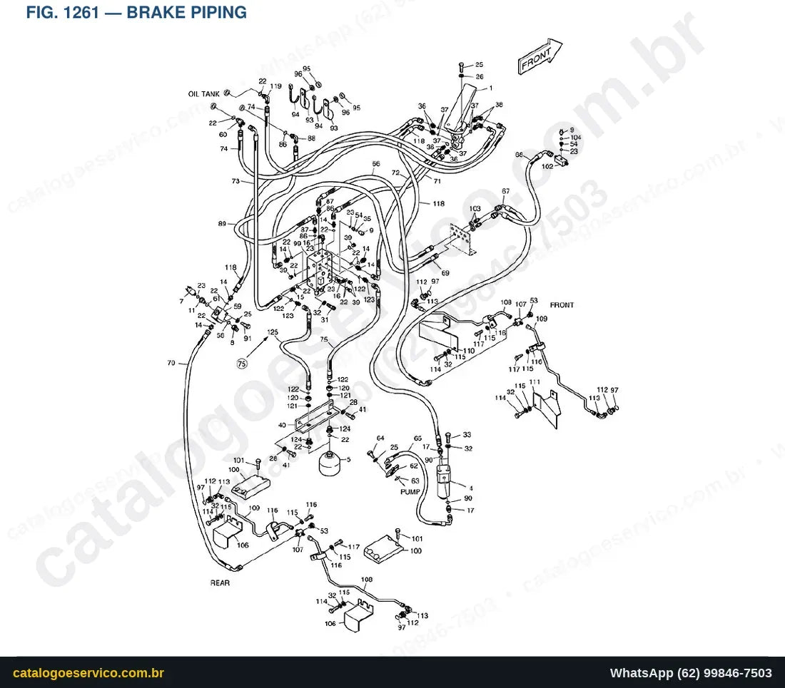 Vista explodida Brake Piping - Catálogo de Peças Doosan Mega 200TC-III