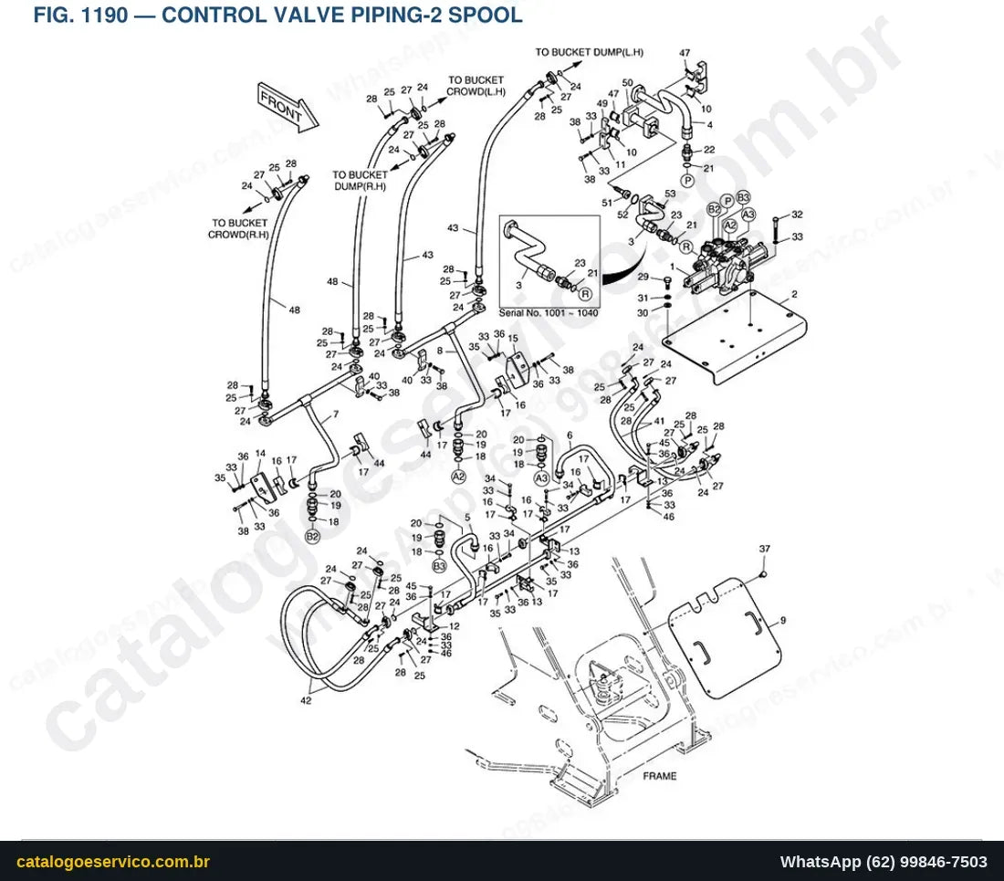 Vista explodida Control Valve Piping-2 Spool - Catálogo de Peças Doosan Mega 200TC-V