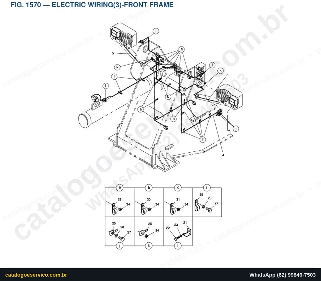 Vista explodida Electric Wiring(3)-Front Frame - Catálogo de Peças Doosan Mega 250-V