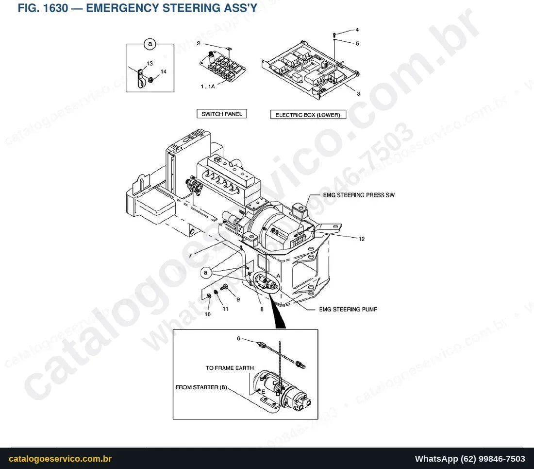 Vista explodida Emergency Steering Ass'Y - Catálogo de Peças Doosan Mega 250-V Tier II