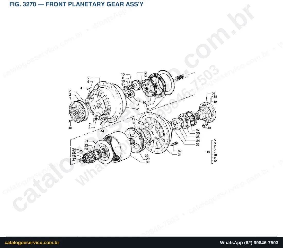 Vista explodida Front Planetary Gear Ass'Y - Catálogo de Peças Doosan Mega 300