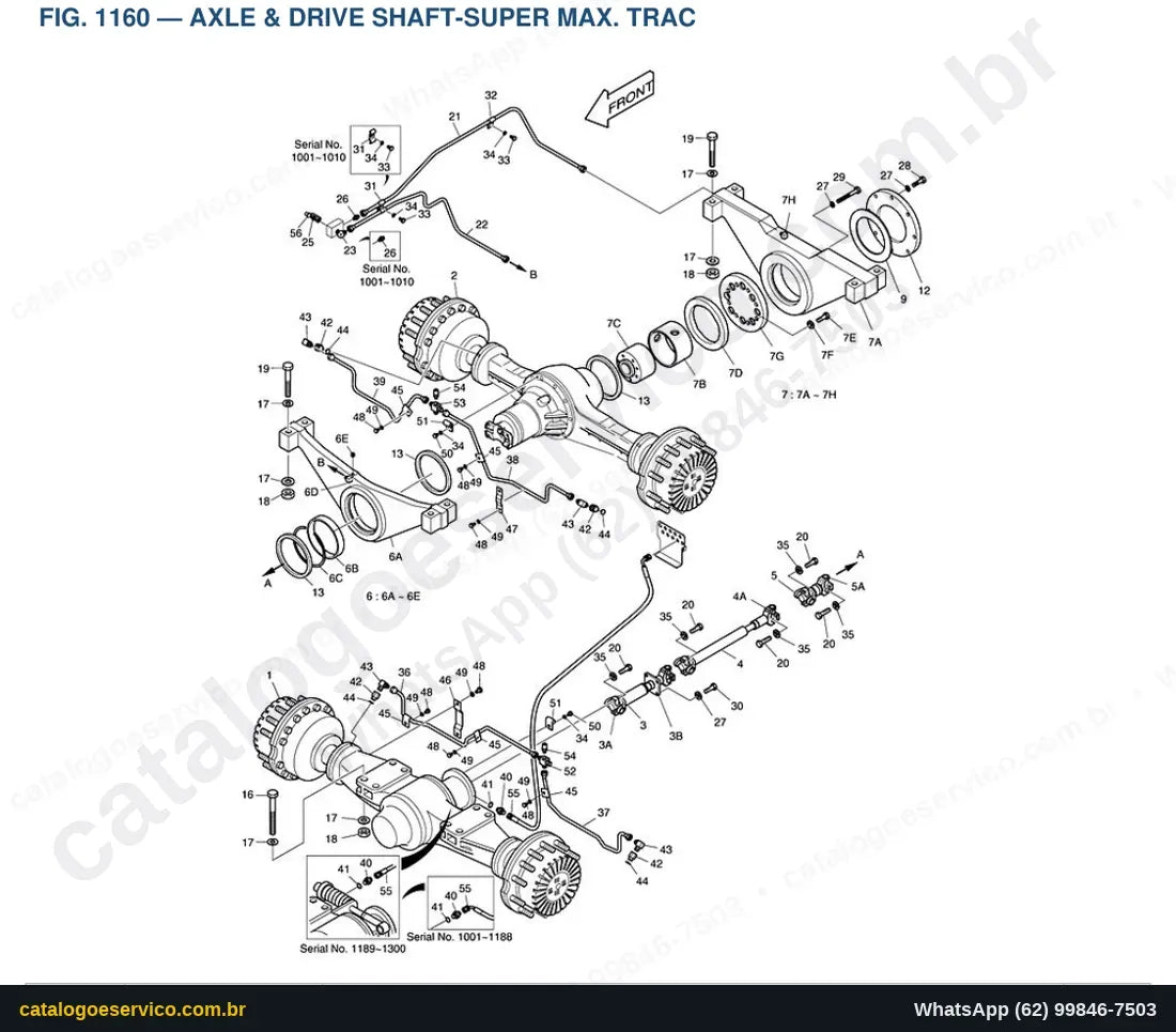 Vista explodida Axle & Drive Shaft-Super Max. Trac - Catálogo de Peças Doosan Mega 300-V