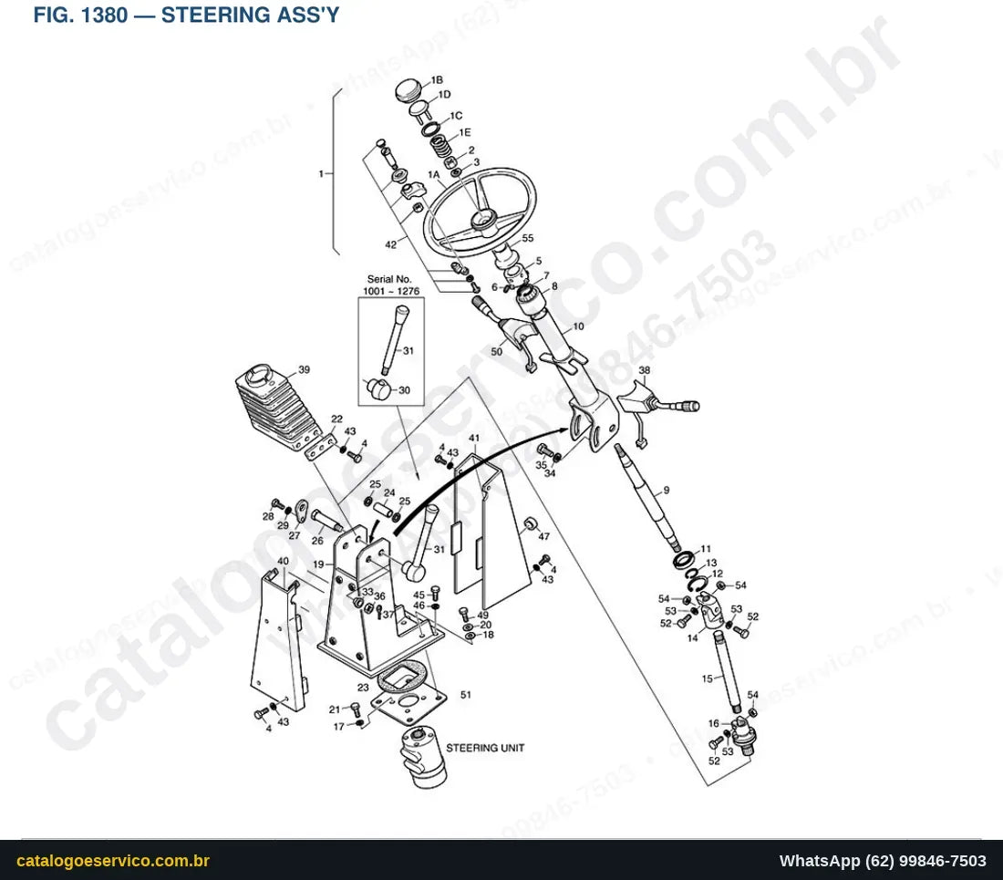 Vista explodida Steering Ass'Y - Catálogo de Peças Doosan Mega 400-III Plus