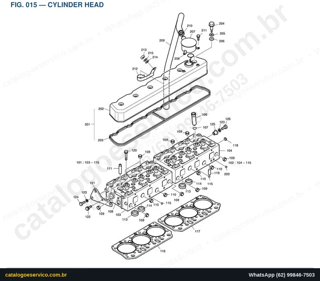 Vista explodida Cylinder Head - Catálogo de Peças Doosan Mega 400-V