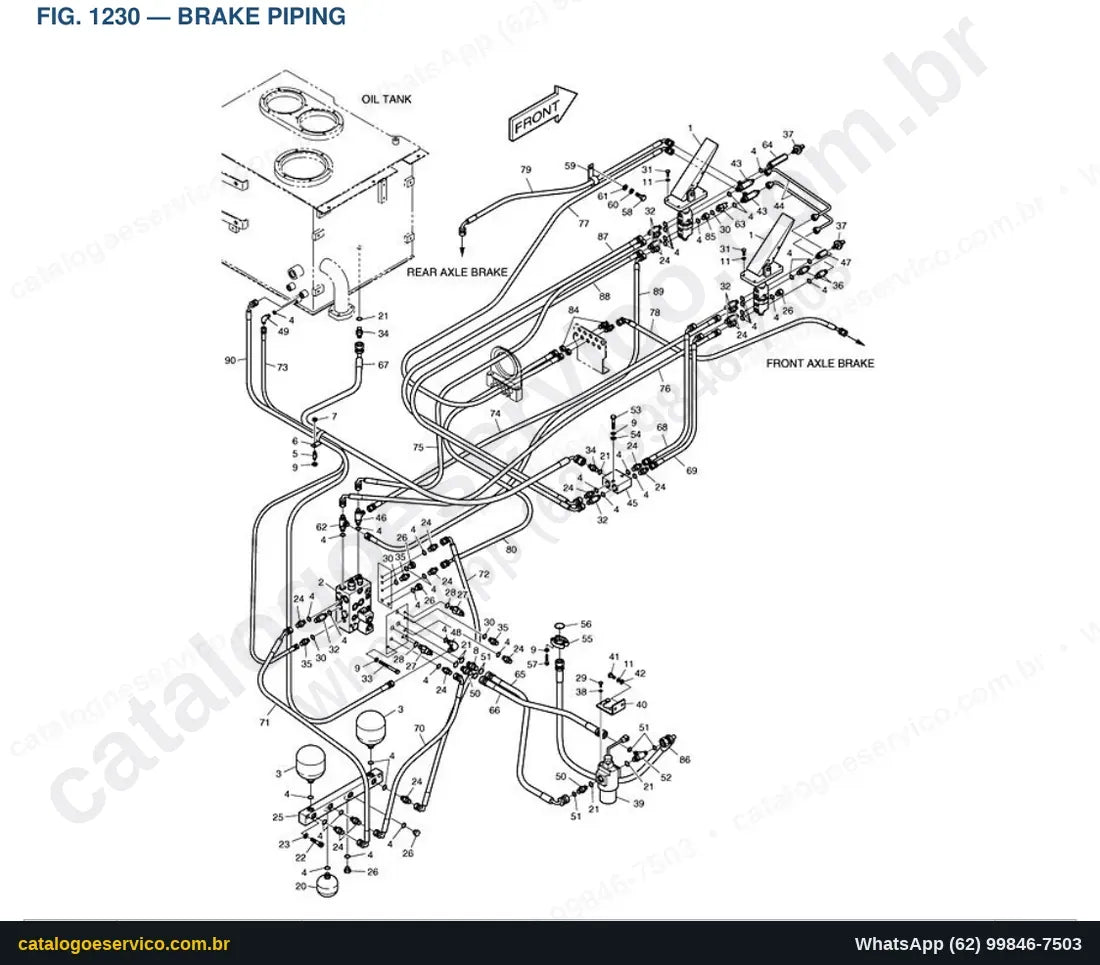 Vista explodida Brake Piping - Catálogo de Peças Doosan Mega 400-V