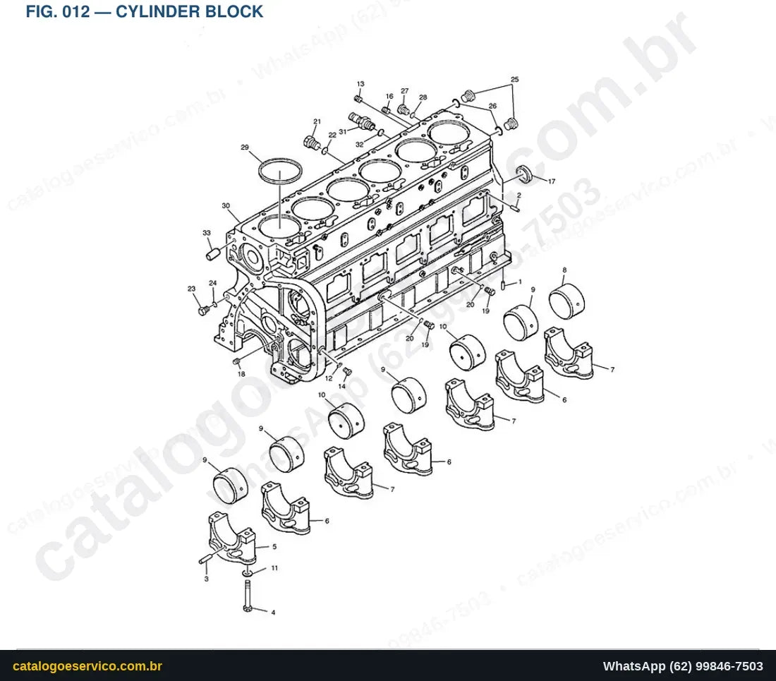 Vista explodida Cylinder Block - Catálogo de Peças Doosan Mega 500-V
