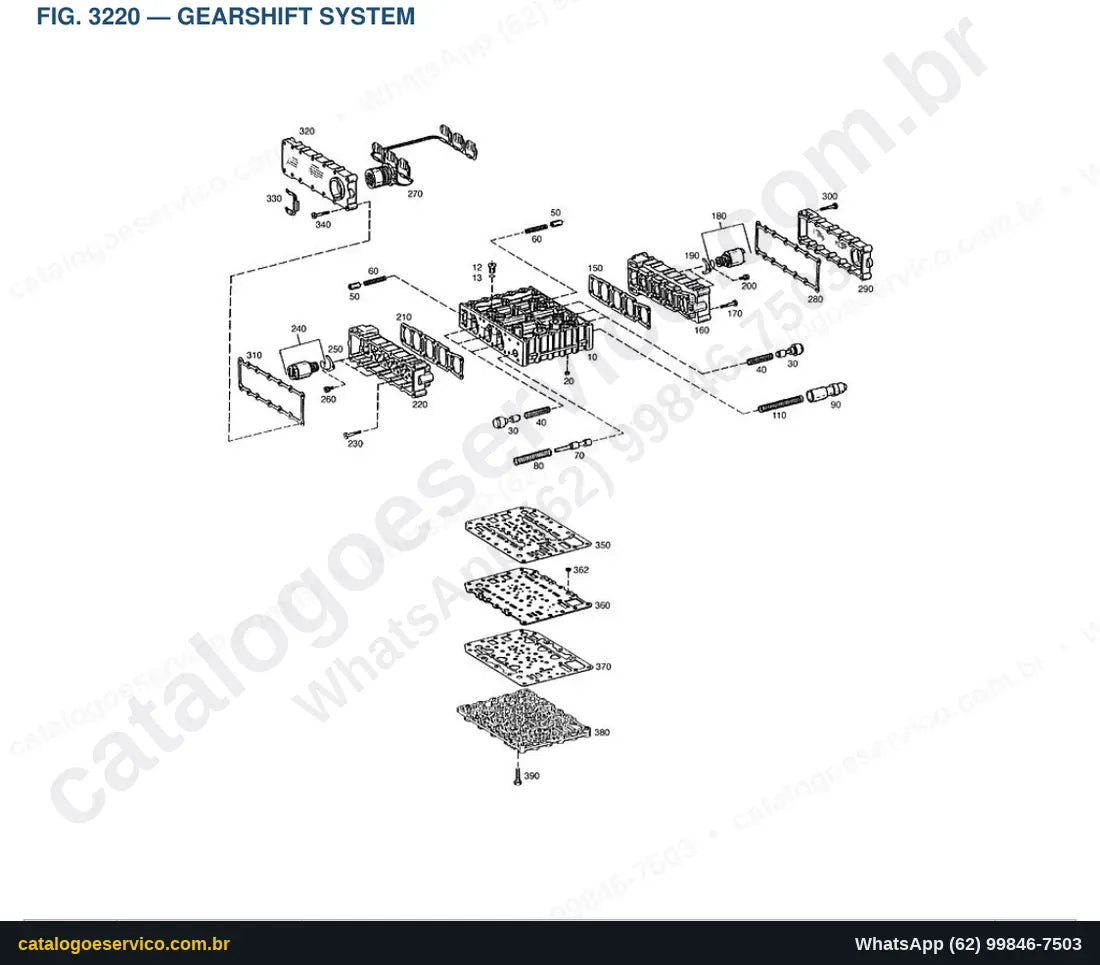 Vista explodida Gearshift System - Catálogo de Peças Doosan Mega 500-V