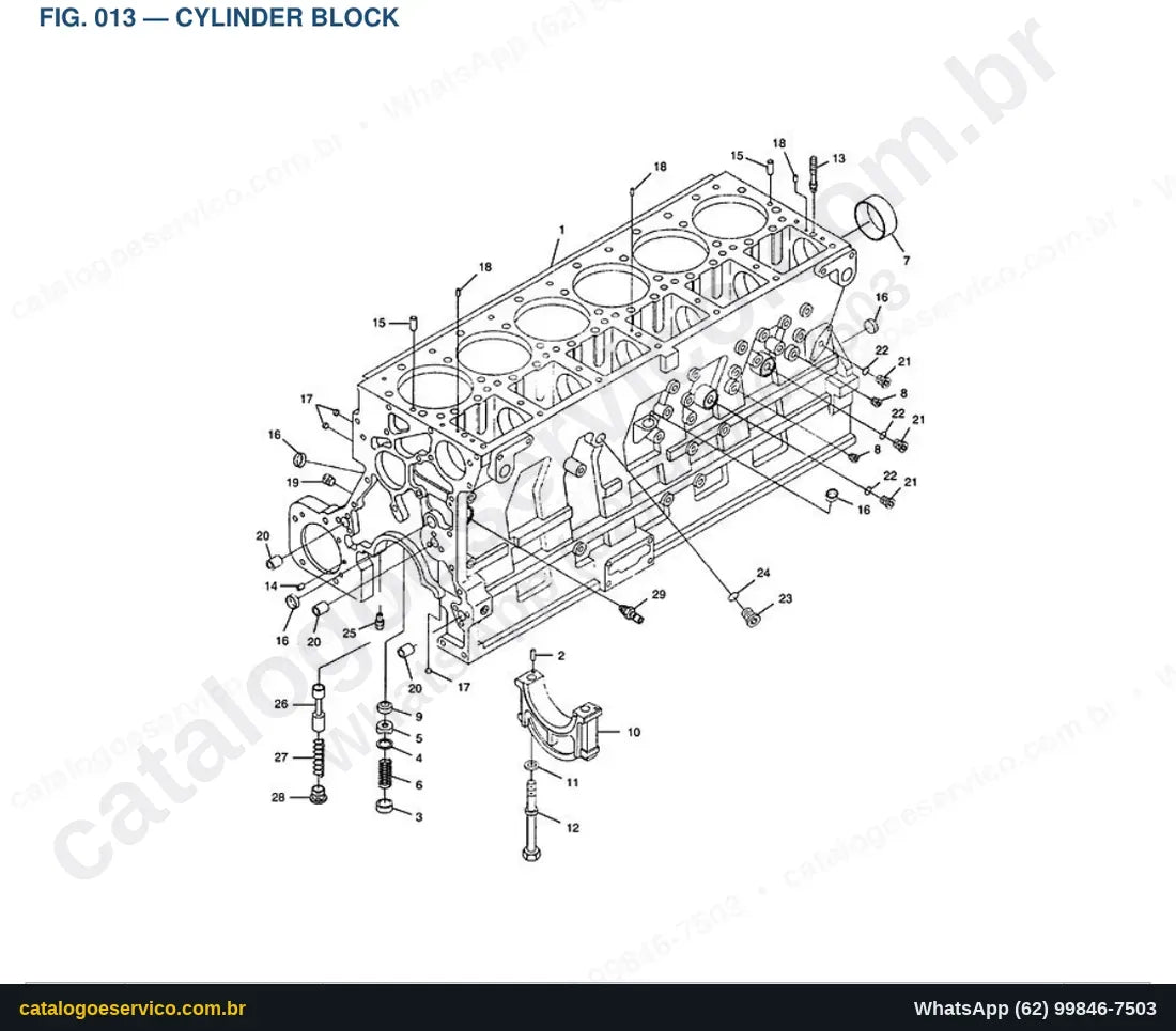 Vista explodida Cylinder Block - Catálogo de Peças Doosan Mega 500-V Tier II