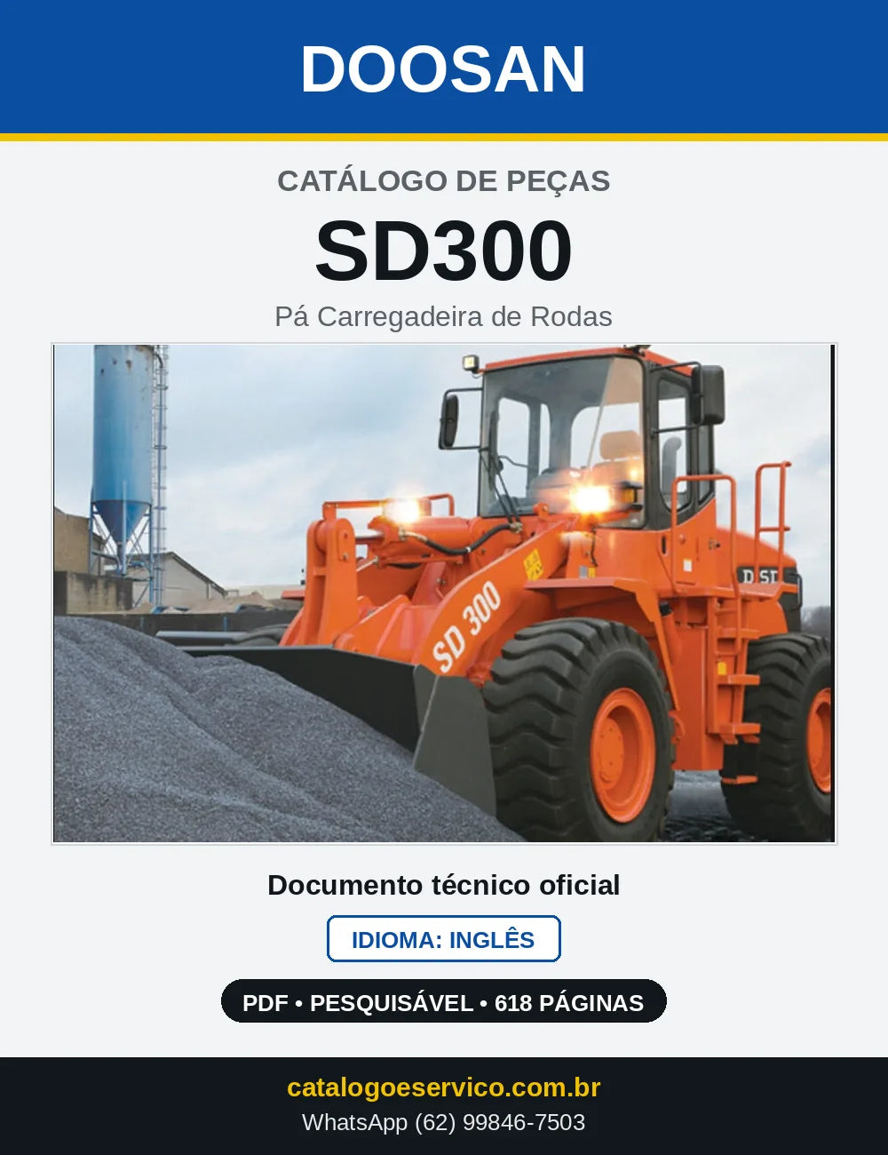 Capa do Catálogo de Peças Doosan SD300 Pá Carregadeira — 618 páginas em PDF