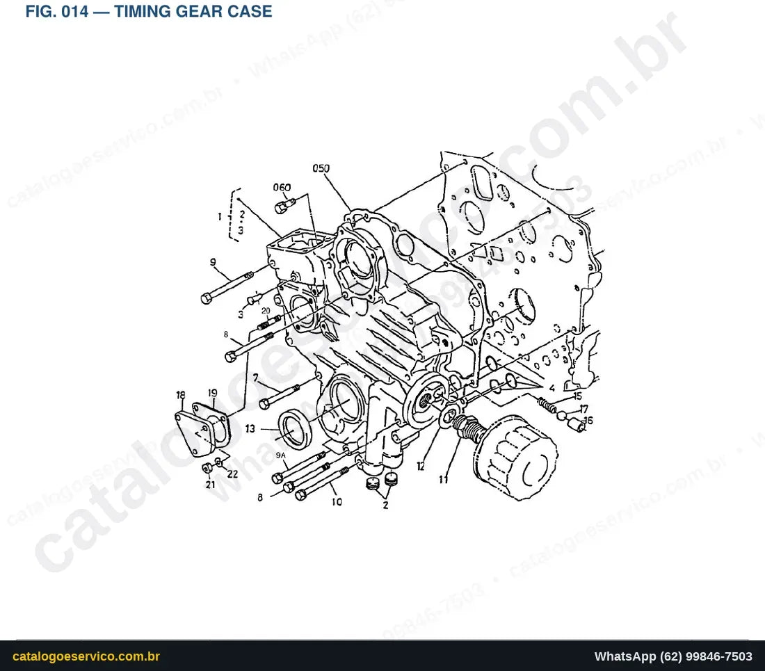 Vista explodida Timing Gear Case - Catálogo de Peças Doosan Solar 015