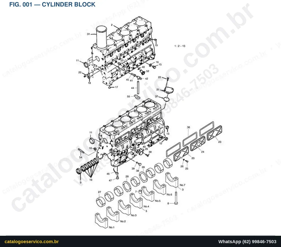 Vista explodida Cylinder Block - Catálogo de Peças Doosan Solar 130W-V (1)