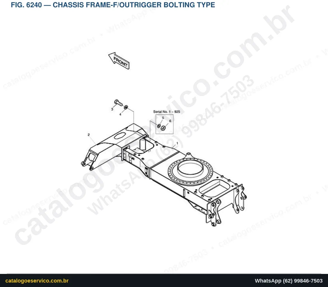 Vista explodida Chassis Frame-F/Outrigger Bolting Type - Catálogo de Peças Doosan Solar 130W-V (1)