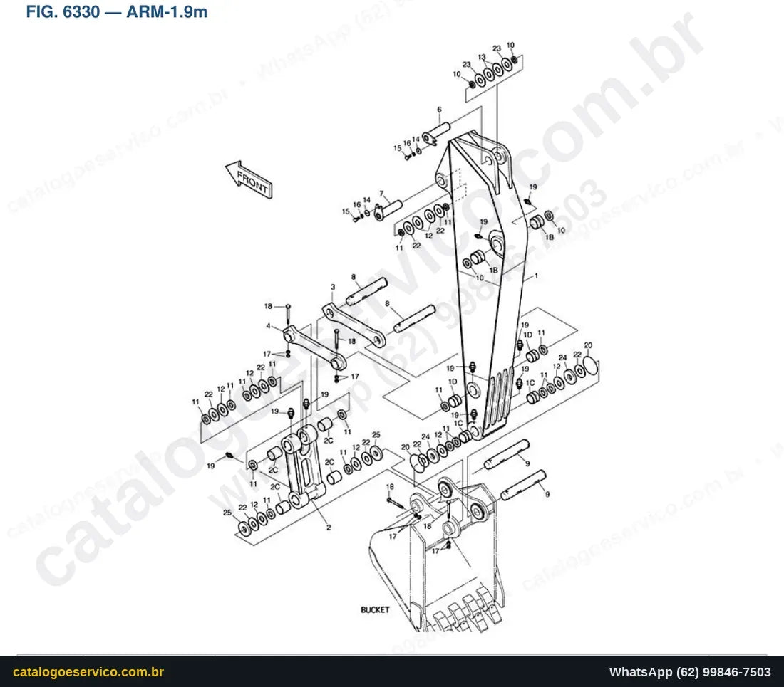 Vista explodida Arm-1.9M - Catálogo de Peças Doosan Solar 140W-V