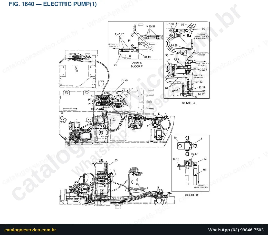Vista explodida Electric Pump(1) - Catálogo de Peças Doosan Solar 140W-V Rail Way