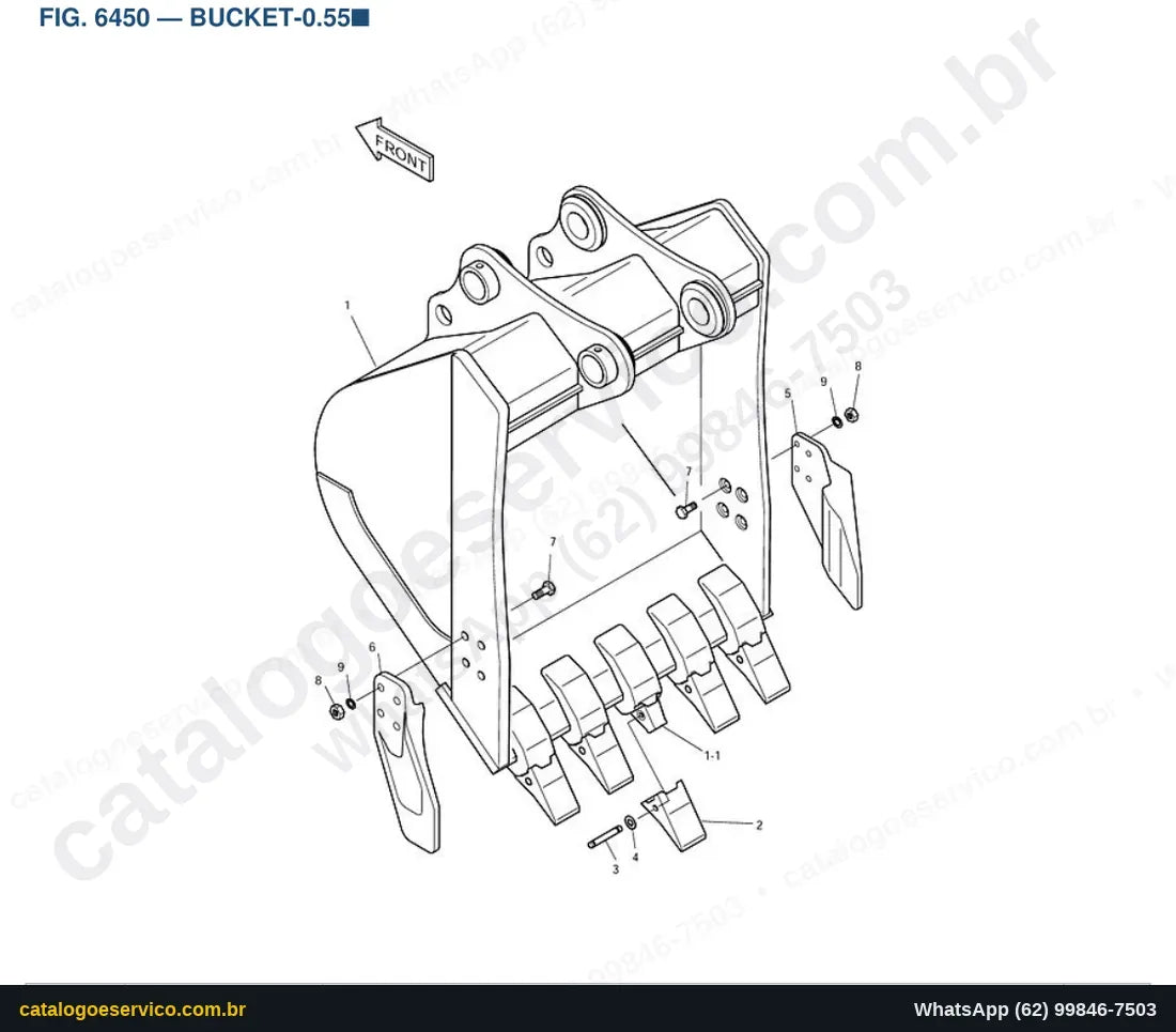 Vista explodida Bucket-0.55■ - Catálogo de Peças Doosan Solar 155LC-V