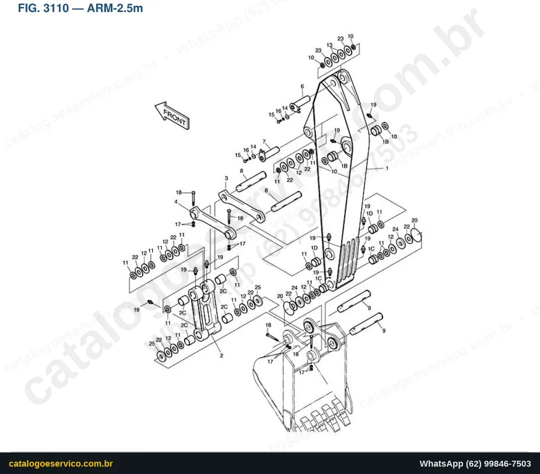 Vista explodida Arm-2.5M - Catálogo de Peças Doosan Solar 160W-V