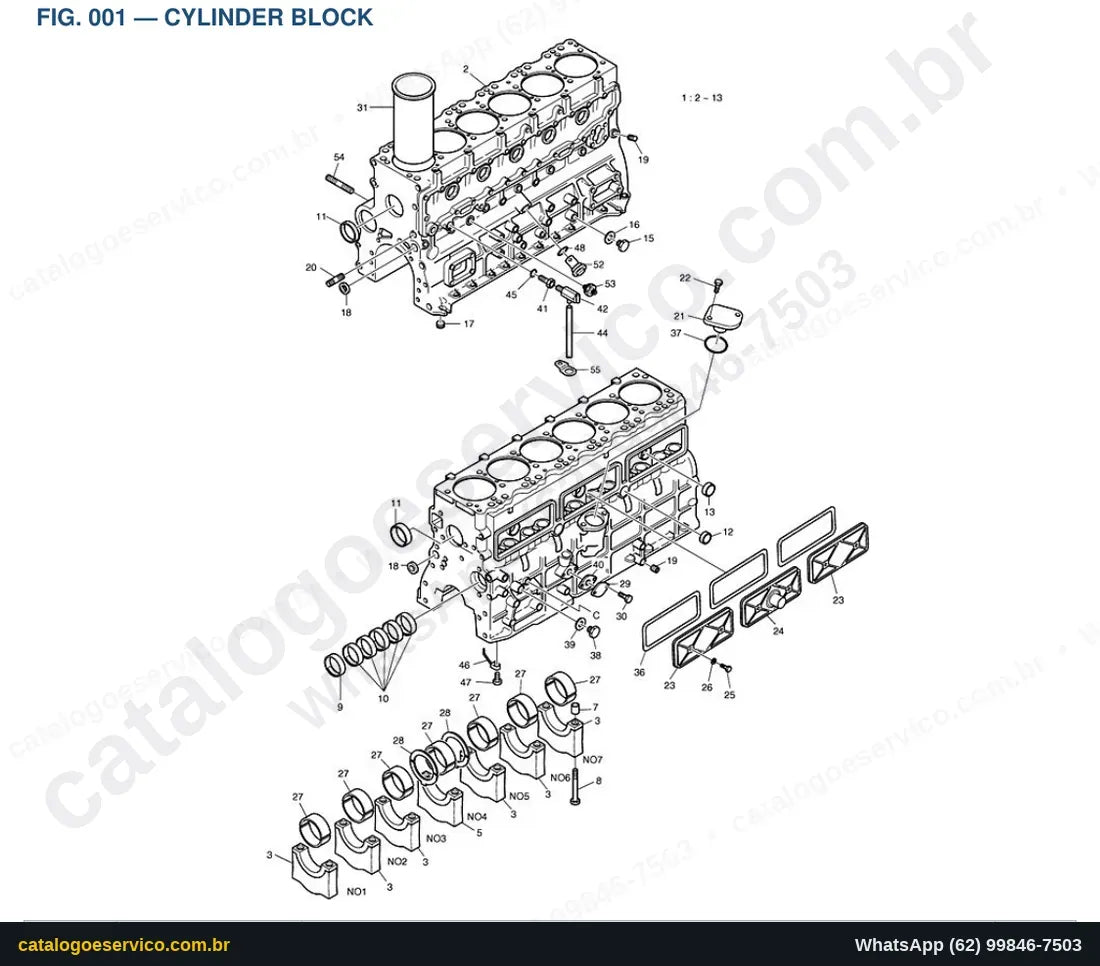 Vista explodida Cylinder Block - Catálogo de Peças Doosan Solar 170LC-V (DI EXP)
