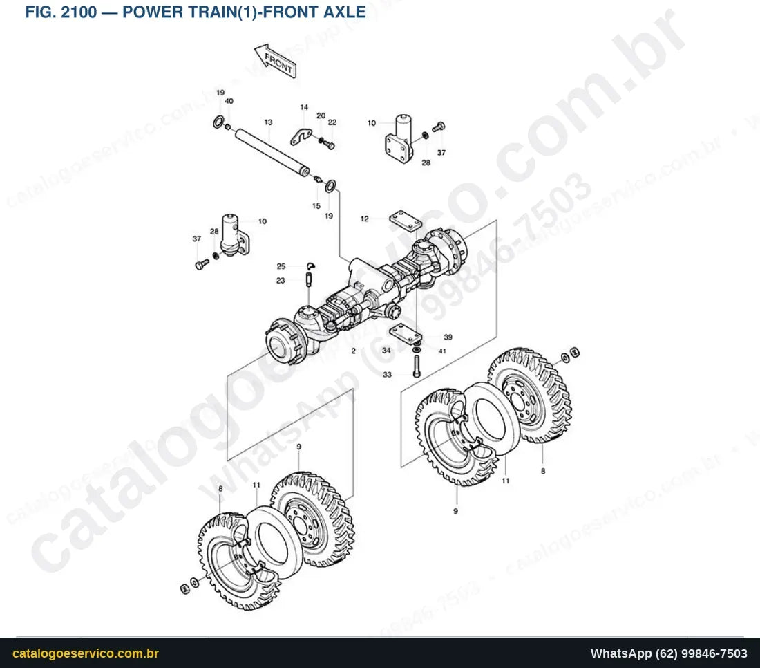 Vista explodida Power Train(1)-Front Axle - Catálogo de Peças Doosan Solar 170W-III