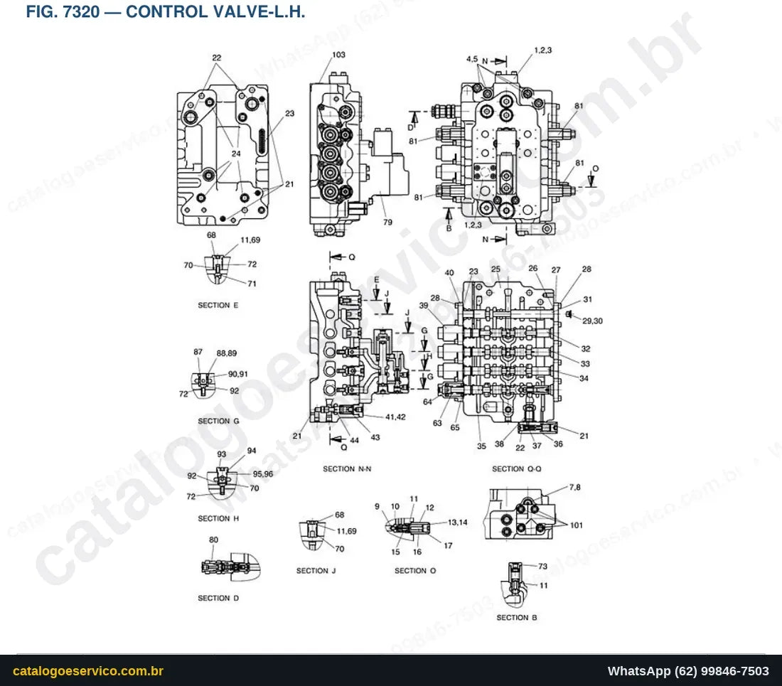 Vista explodida Control Valve-L.H. - Catálogo de Peças Doosan Solar 170W-III