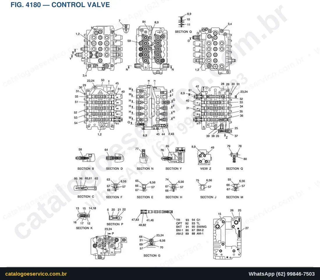 Vista explodida Control Valve - Catálogo de Peças Doosan Solar 175LC-V (DI EXP)