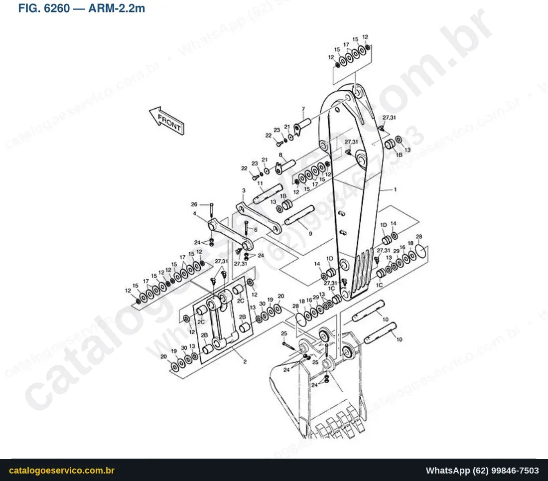Vista explodida Arm-2.2M - Catálogo de Peças Doosan Solar 180W-V