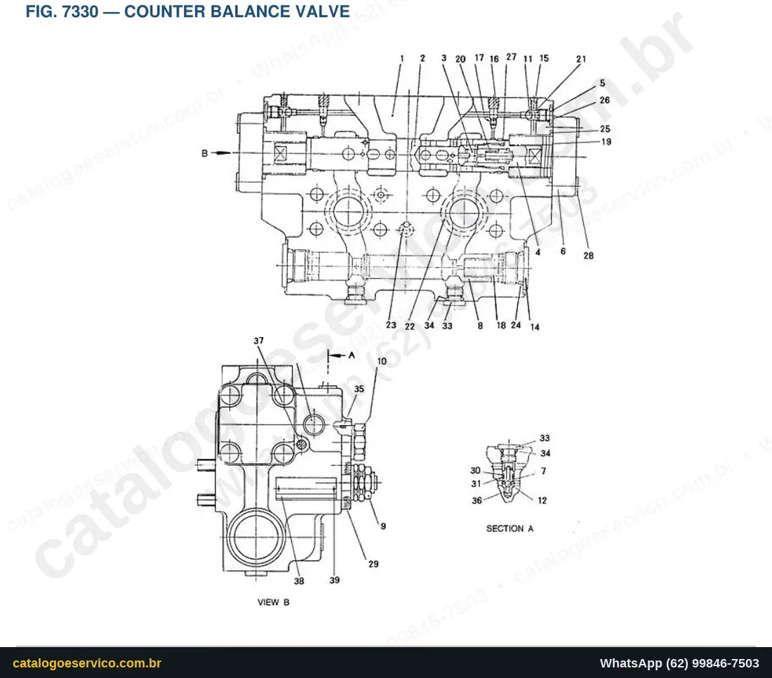 Vista explodida Counter Balance Valve - Catálogo de Peças Doosan Solar 200W-III